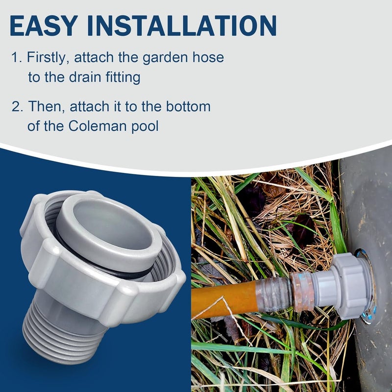 RM Romansk Pool Drain Fitting Connects fits for Coleman Pools, ID1.5-inch Connect To The Bottom Of The Pool and OD1.0-inch Connect To The Garden Pipe - Image 4